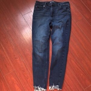 GAP size 10/30 regular high rise denim fringe dark Wash Jeans